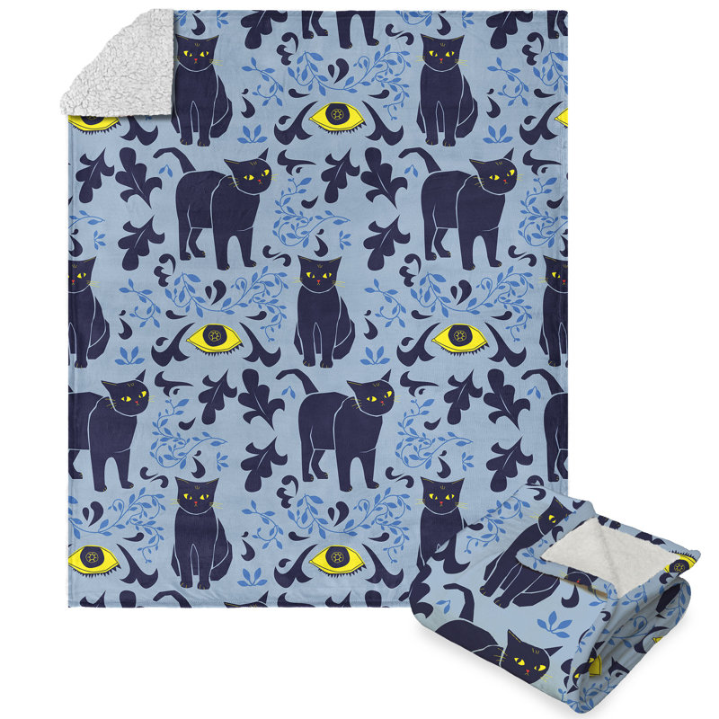 Ghost Shapes Silk Touch Sherpa Throw Blanket 50X60 Inches, Blue