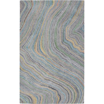 Tapis gris / multicolore touffeté à la main Rapids