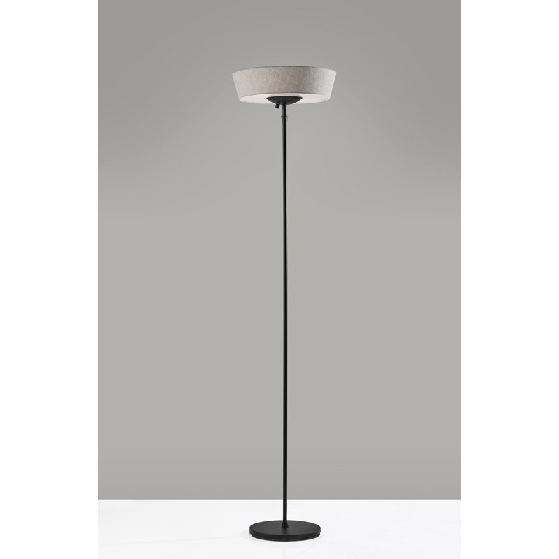 Rampard 71'' Torchiere Floor Lamp, Taupe, Black