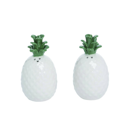 Ensemble de 2 salières et poivrières ananas blanc cassé Transpac Dolomite 3,75 po