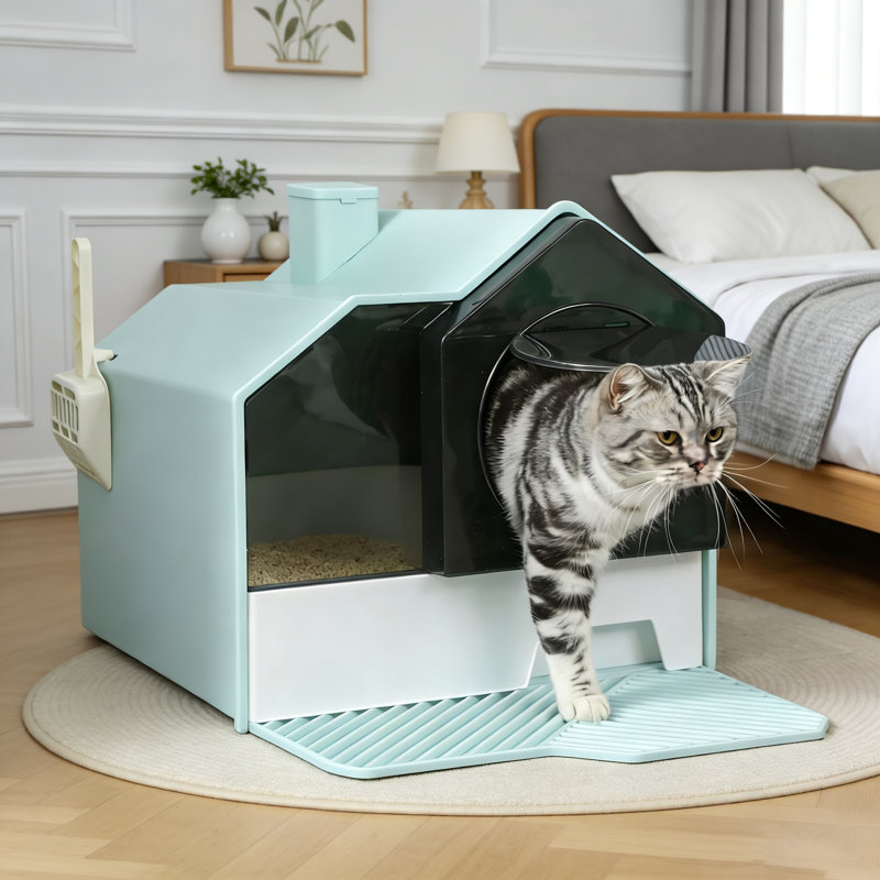 Cat Litter Box with Scoop and Mat