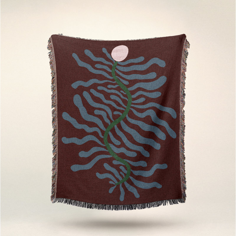 Flow - Floral Print 100% Cotton Woven Blanket, 80" L x 60" W