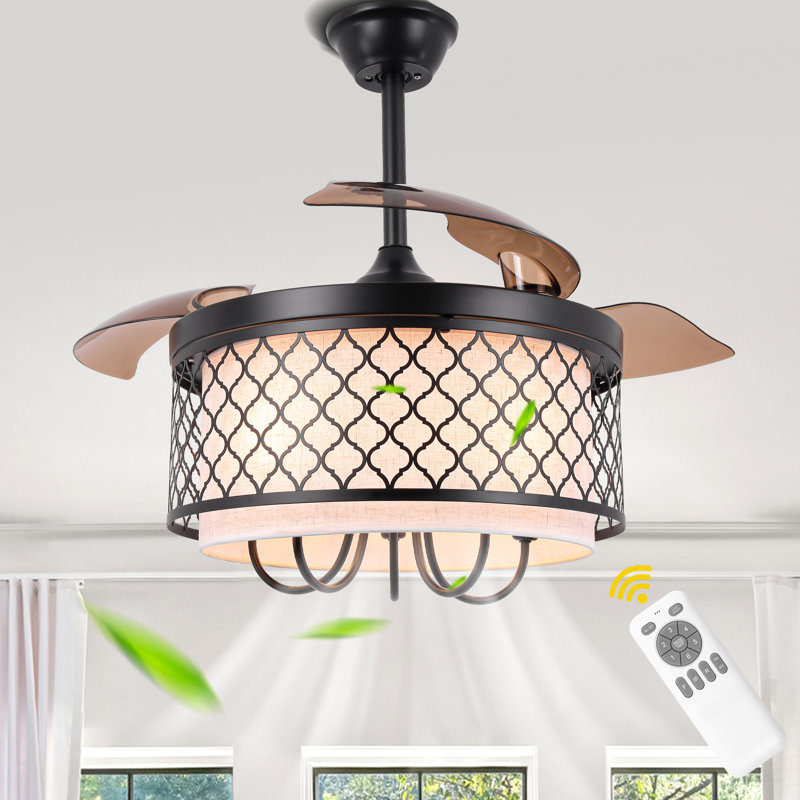 Ventilateur de plafond noir 42 po avec lumière et télécommande, moteur CC réversible, 6 vitesses, minuterie