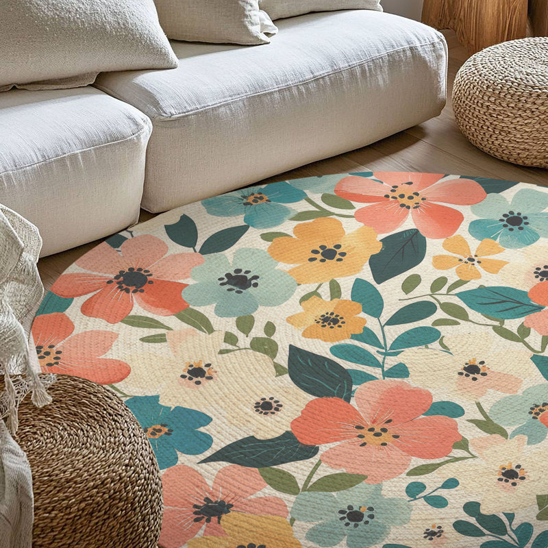 Tapis tressé Springtime, Rond 5 pi