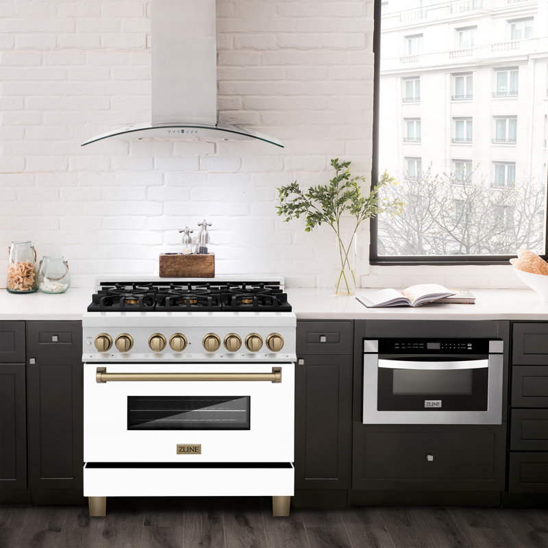 ZLINE Autograph 36" Legacy Dual Fuel Range, Gold Satin Stainless Steel