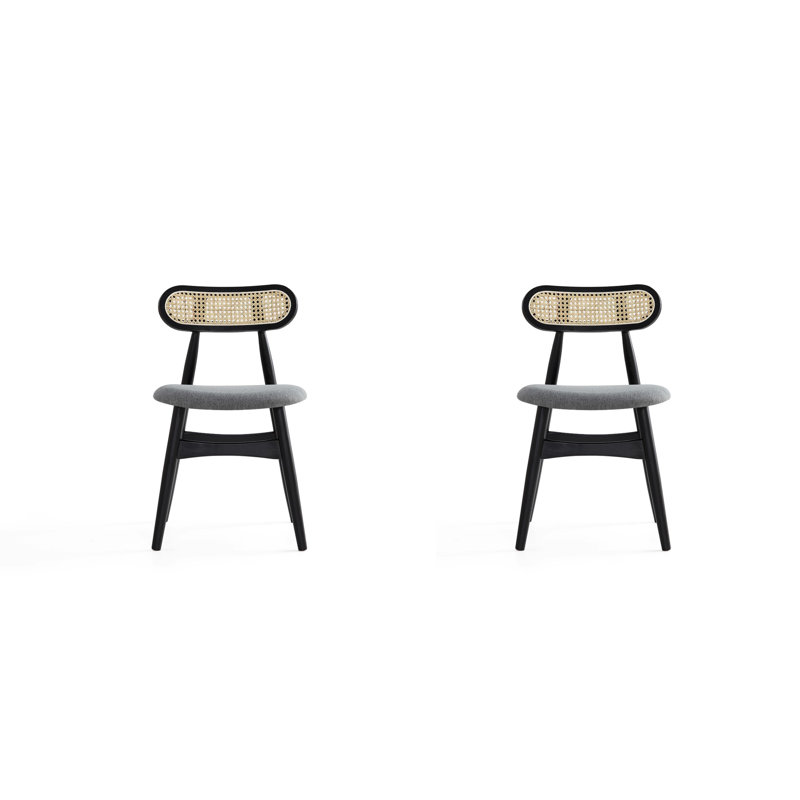 High Gray Wood and Cane Side Chair