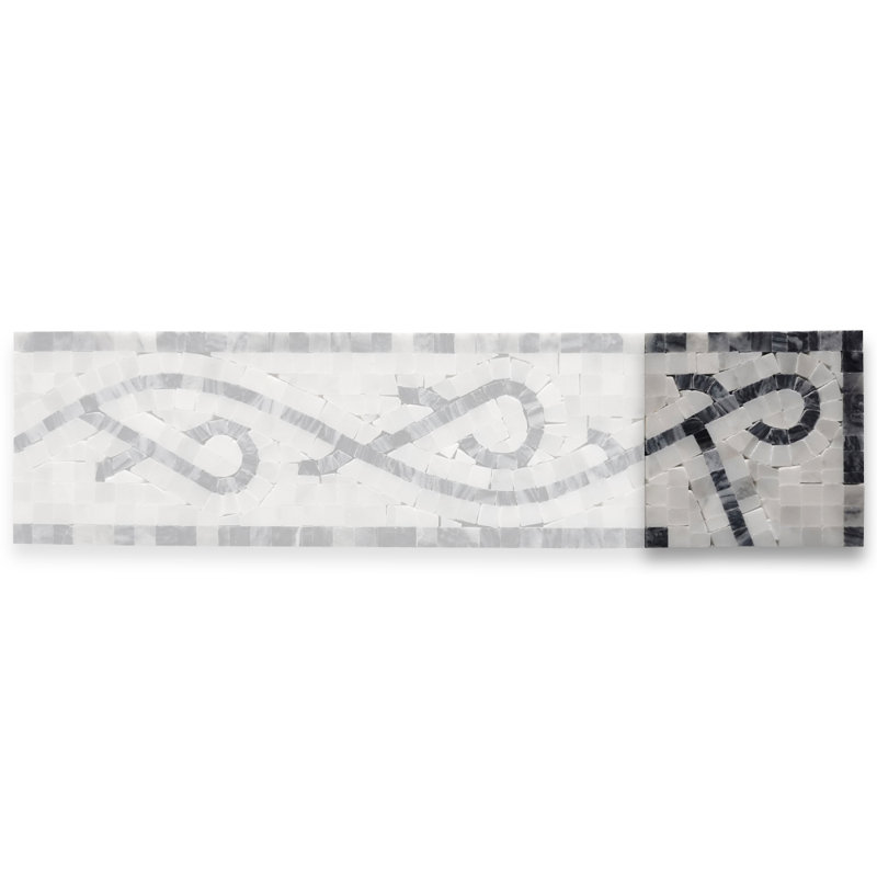 4 in. x 4 in. Marble Tile, White/Gray