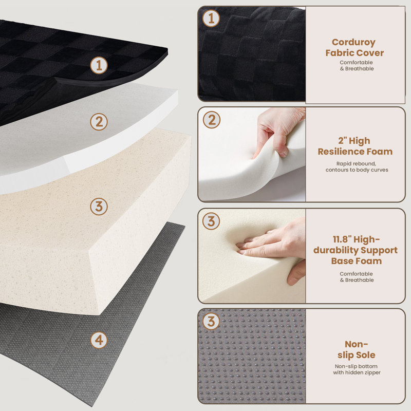Canapé modulaire à carreaux de 108 po avec 1 repose-pieds, 1 canapé modulaire à carreaux minimalistes, canapé confortable sans accoudoirs pour le salon, canapé d'angle à assise profonde, aucun assemblage requis