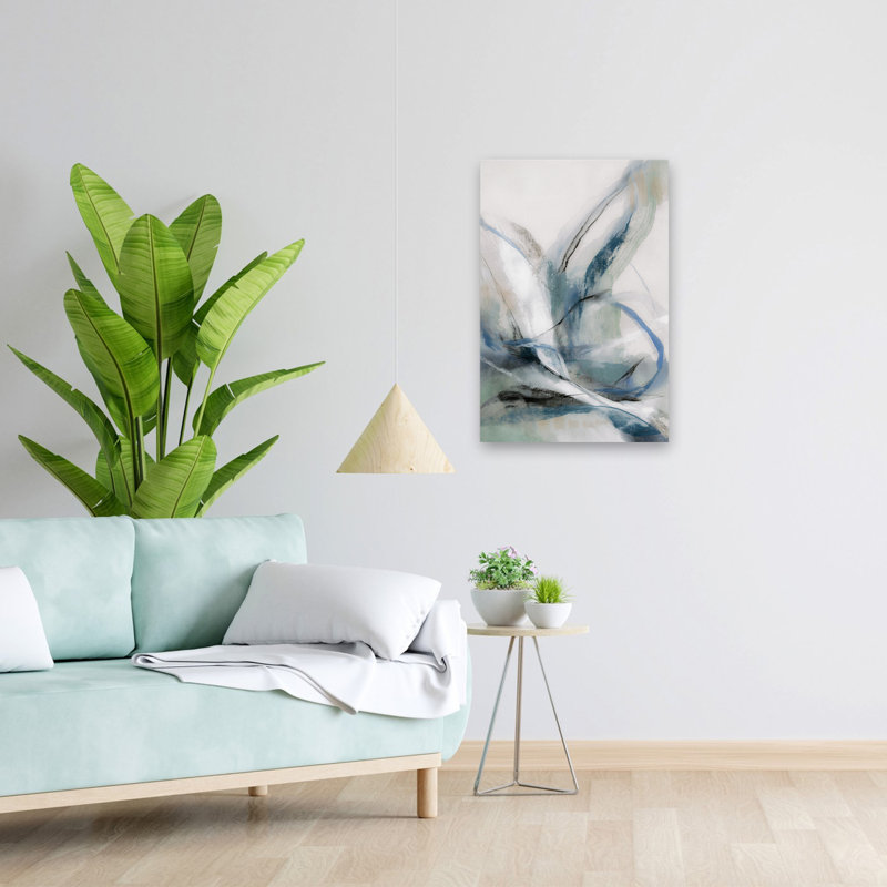 Azur - mouvement abstrait aquarelle nature, H 24 po x l 16 po