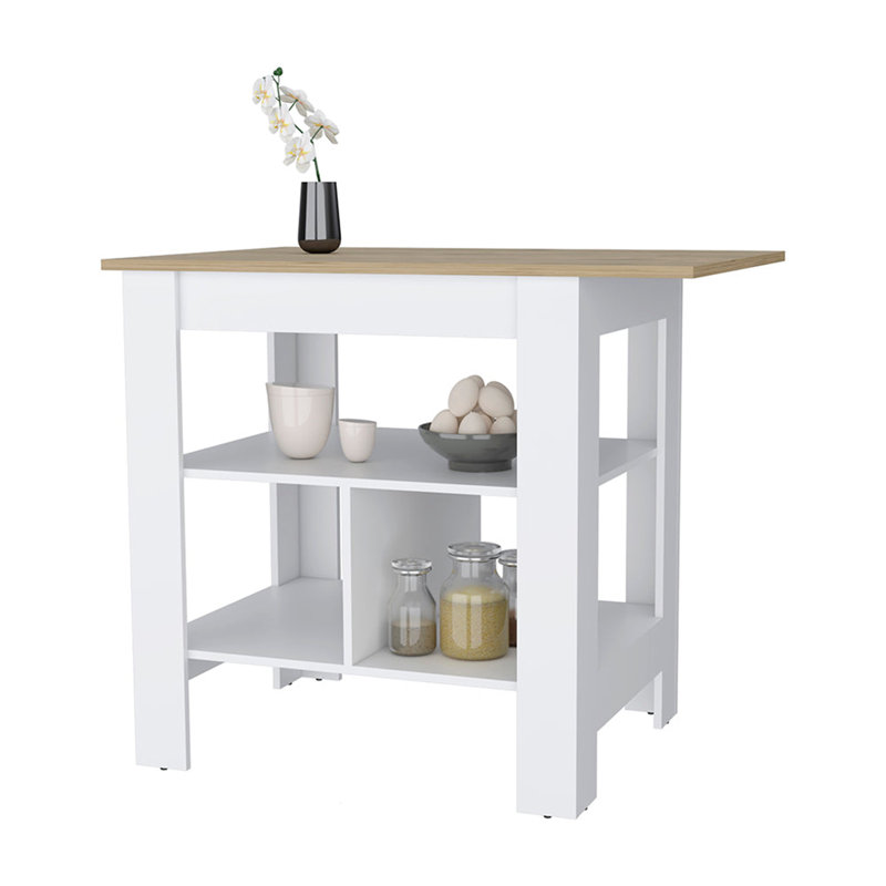 Îlot de cuisine, tablette à 3 niveaux et grand poste de travail
