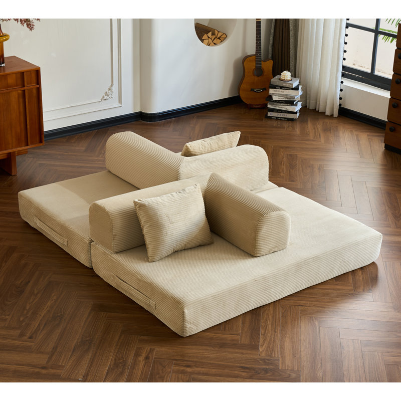 Canapé-lit convertible de 59 pouces avec coussin cylindrique et cadre de forme fixe pour le salon ou la chambre à coucher.
