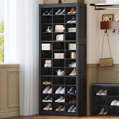 Armoire de rangement pour chaussures, organisateur de garde-robe autoportant 36 paires, organisateur de chaussures en bois à cellules élargies de 8,8 pouces, étagère à chaussures verticale à 12 niveaux pour le vestibule, chambre à coucher