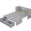 Lit en gris, capacité et abondance de tiroirs Lit gris, configuration spacieuse compatible