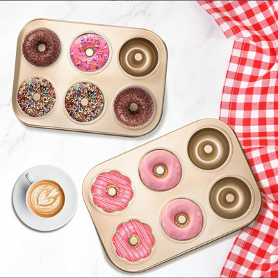 2PCS Donut Pan Carbon Steel 6-Cavity Donut Pan for Baking Doughnut Nonstick & Easy Clean