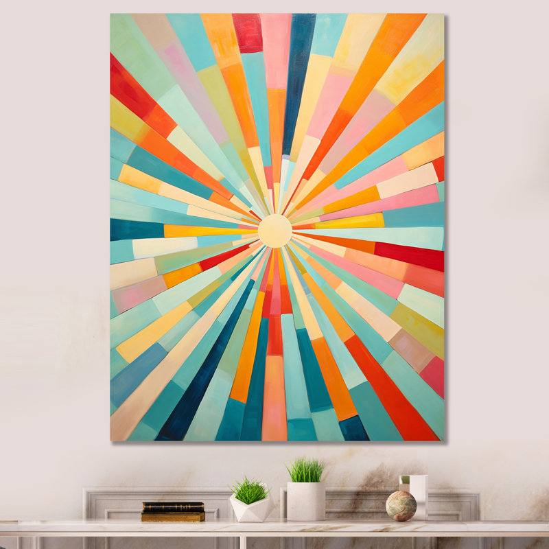 «Colorful Mid Century Optical Serenade III - Abstract Midcentury», art mural, H 40 po x l 30 po x P 1,5 po, Toile tendue