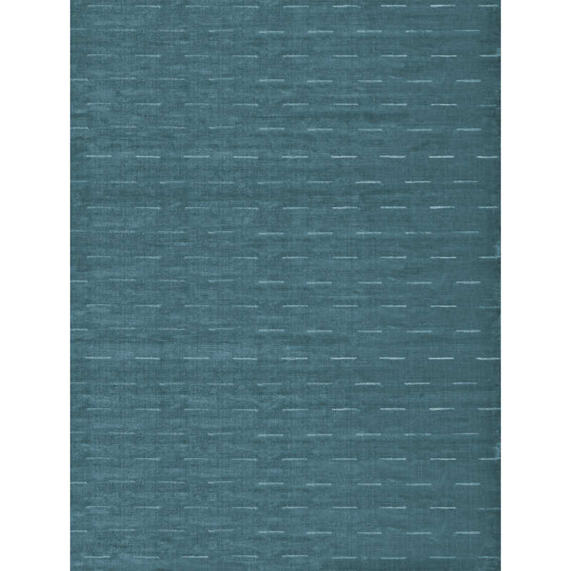 Hand Knotted Striped Area Rug in Blue/Green, Rectangle 12' x 15'