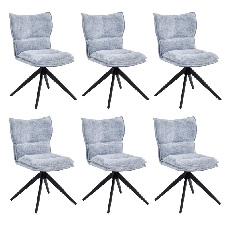 Chaise de salle à manger moderne à dossier rembourré avec coussin souple et siège ergonomique, 6, Bleu clair