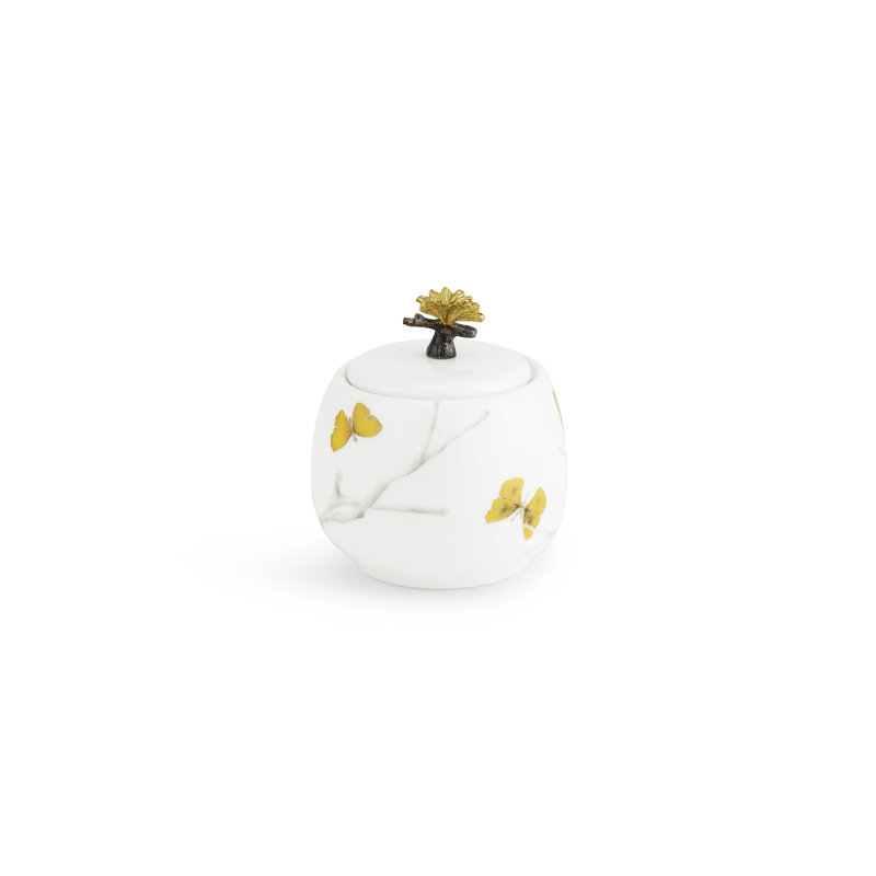 Butterfly Ginkgo Porcelain Sugar Pot