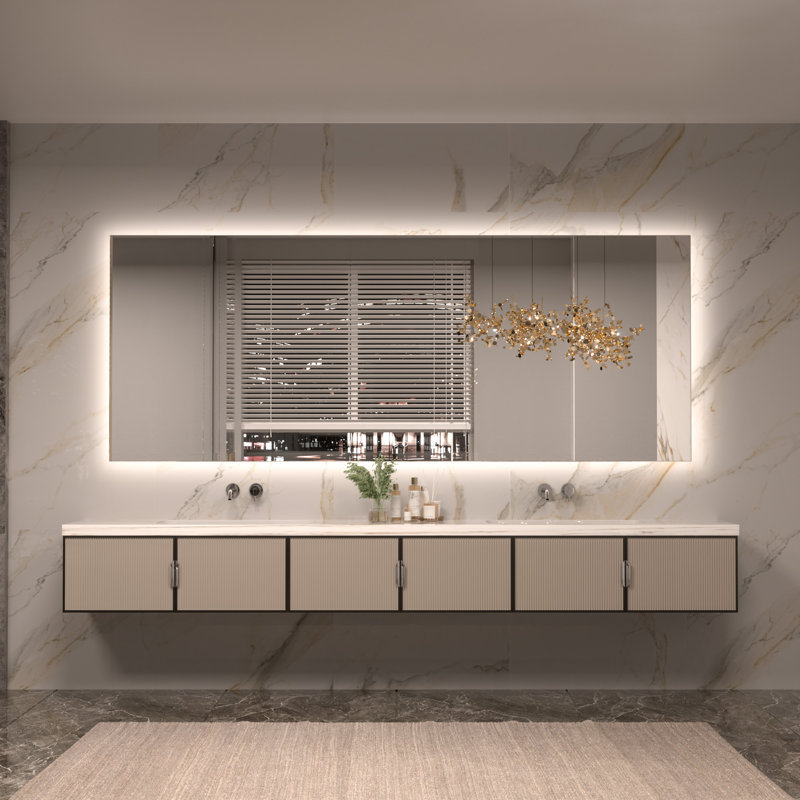 Miroir de salle de bain à DEL rétroéclairé sans cadre, 32 po x 84 po