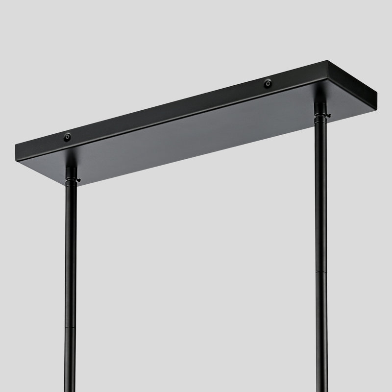 Luminaire suspendu linéaire à 3 lumières pour îlot de cuisine à intensité variable de 51,2 po de largeur avec verre côtelé transparent