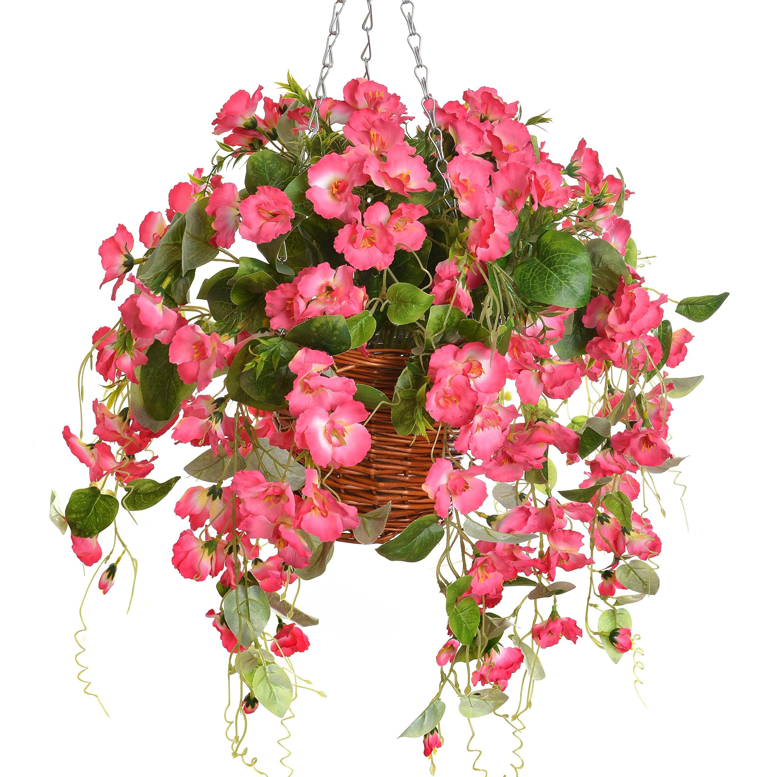 Ophelia & Co. Artificial Fake Hanging Hibiscus Flowers Plants Baskets ...
