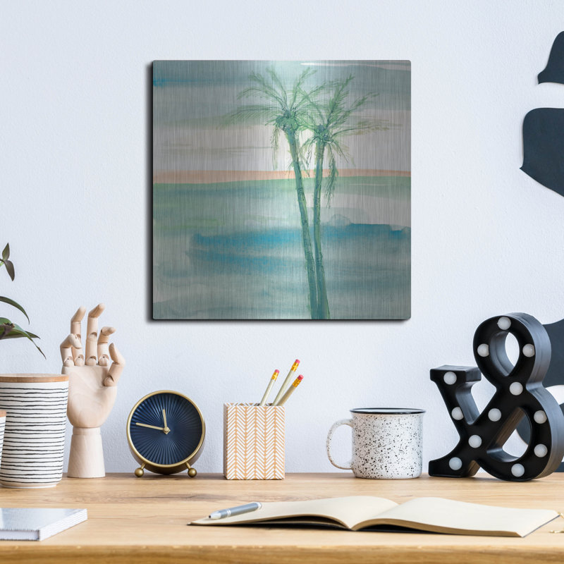 Art mural en métal Bay Peace Home ™ «Peaceful Dusk 2 Tropical» par Chris Paschke, H 12 po x l 12 po
