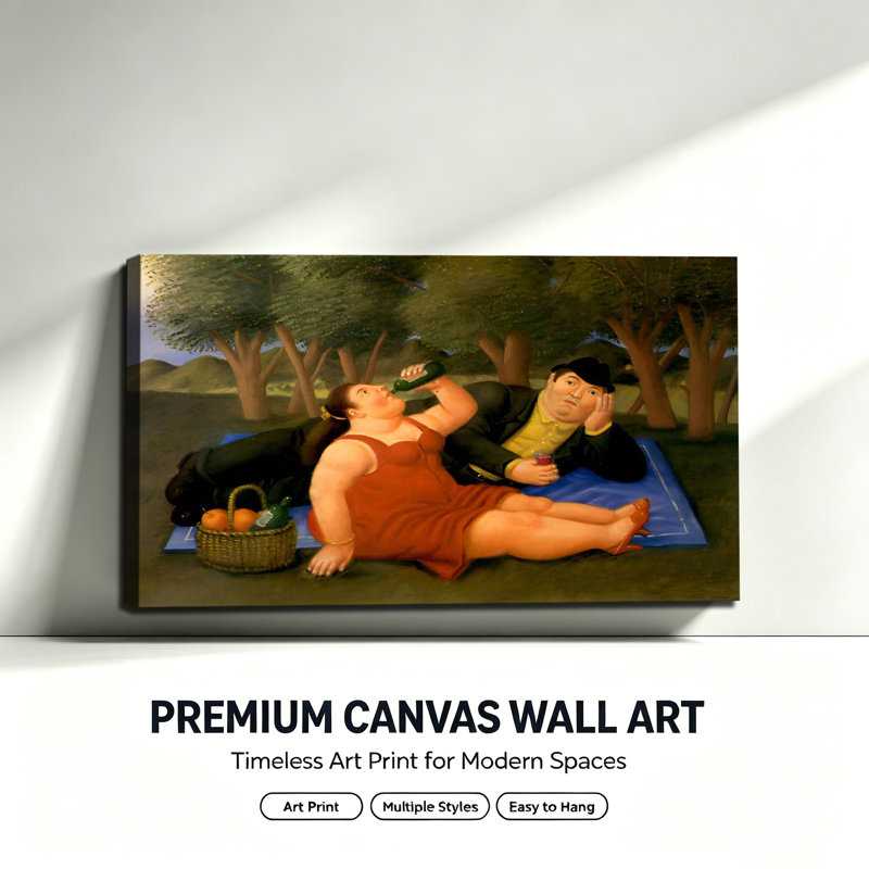 Fernando Botero Couple, pique-nique sur toile, 24x36inch