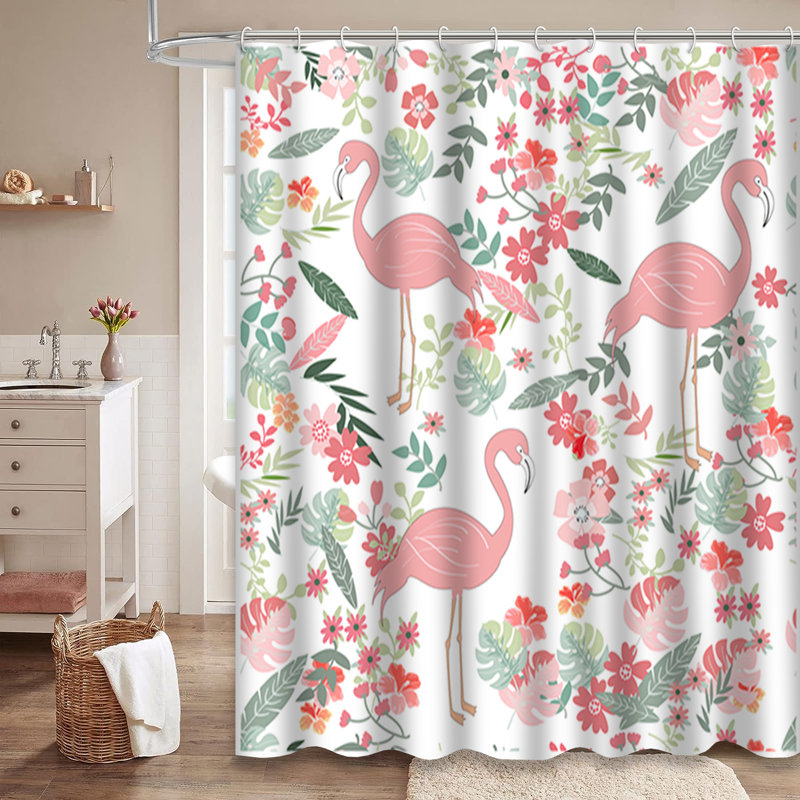 Rideau de douche rétro avec 12 crochets, L 72 po x l 84 po