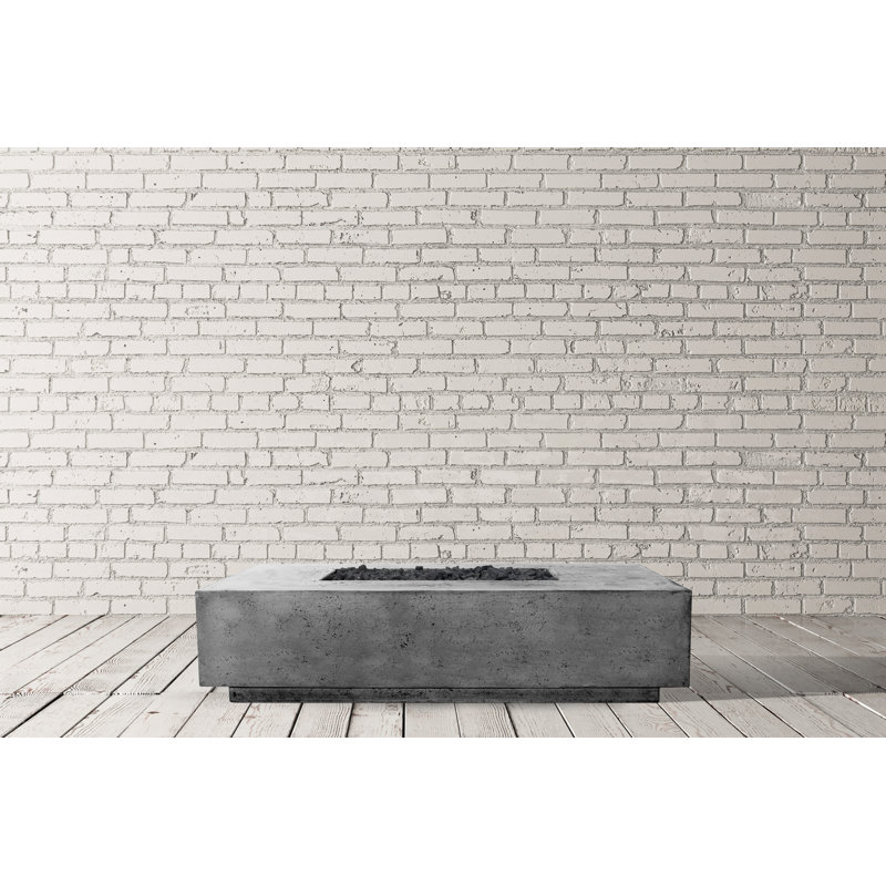 Kaci-Ann Rectangle Concrete Smokeless Fire Pit, Liquid Propane, 16" H x 66" W x 38" D