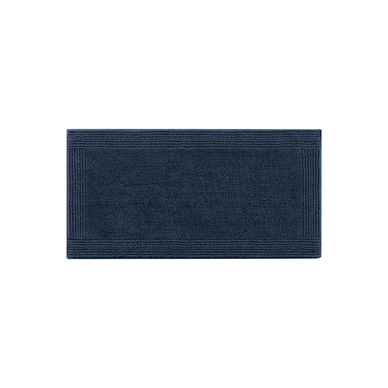 17X24" 3000 Gsm Navy 100% Cotton Reversible Bath Rug - , Machine Washable, Bathroom Upgrade 1 Pcs Medium Pile, Attractive