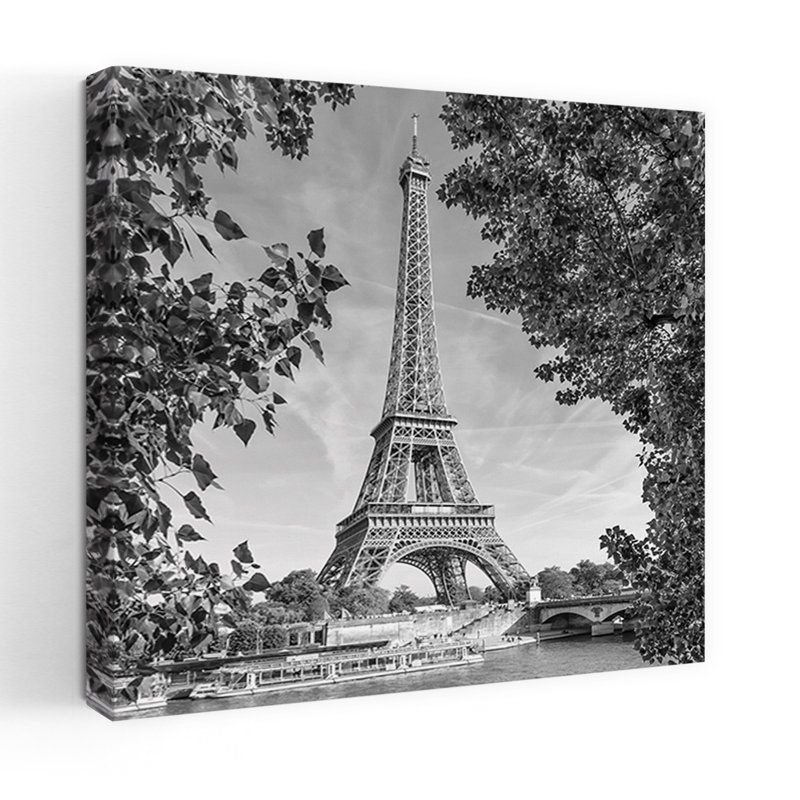 «Classic Eiffel Tower View», architecture contemporaine contemporaine, art mural, 36" H x 36" W