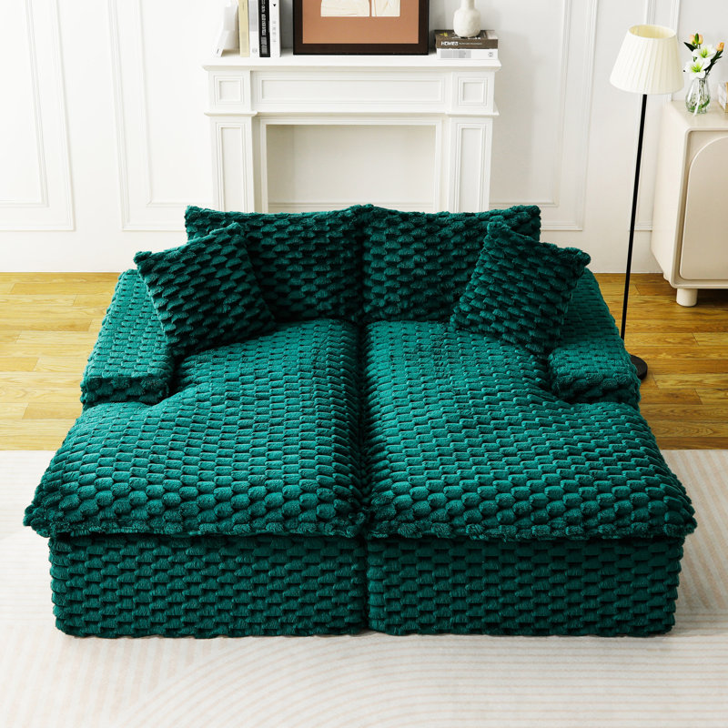 Chaise longue double en velours Turtle