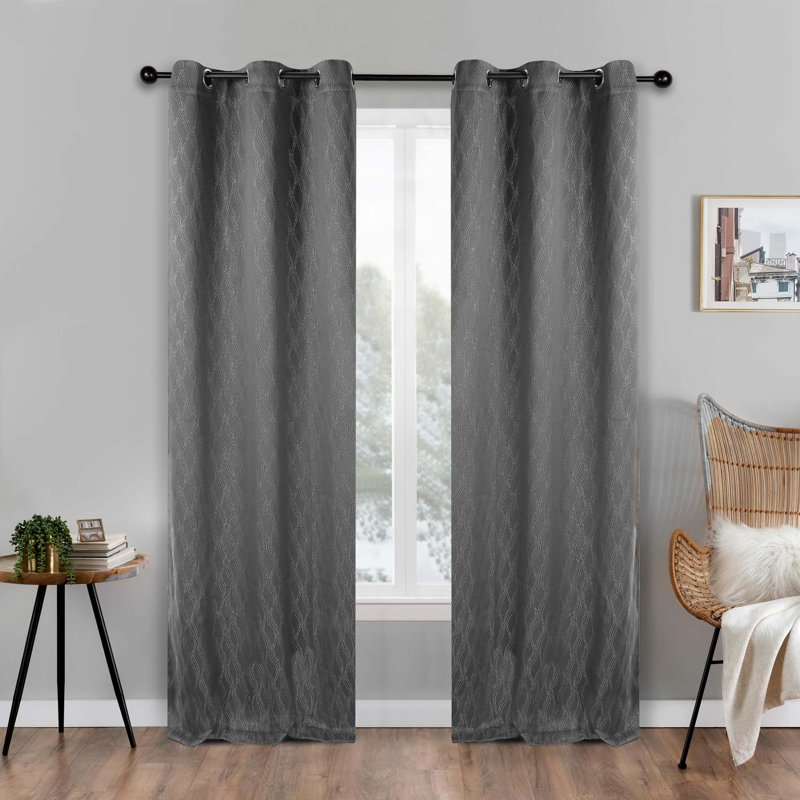 Paire de rideaux obscurcissants en polyester à texture moderne Vedder, Gris anthracite, l 42 po x L 108 po