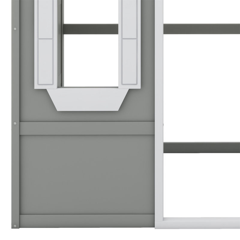 Lit mezzanine Abhir Kids, Gris / blanc, Lit simple