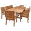Ensemble de salle à manger 11 pièces en bois de teck avec table à rallonge double rectangulaire et 10 chaises Abacho