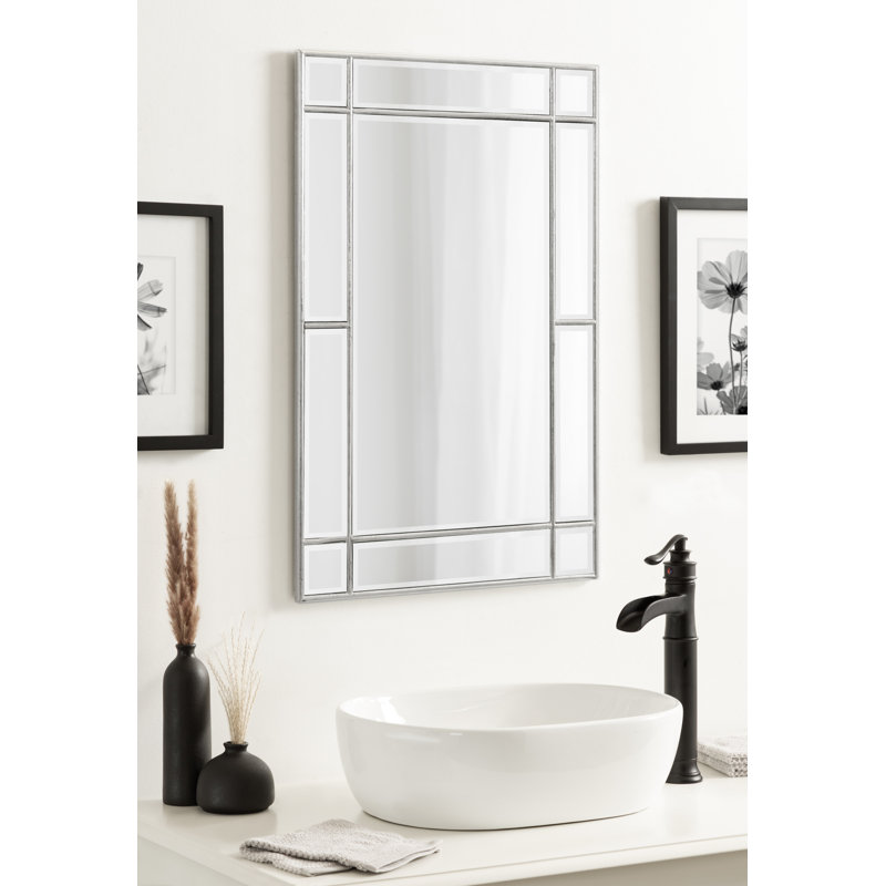 Miroir décoratif biseauté Adinel, H 30 po x l 20 po, Argent