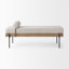 Colburne 55.0L X 18.0W X 24.0H Cream Fabric W/Brown Wood Bench