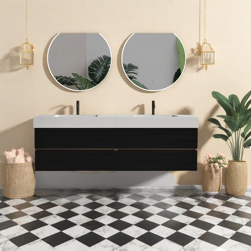 Meuble-lavabo moderne avec rangement 72 po Grace