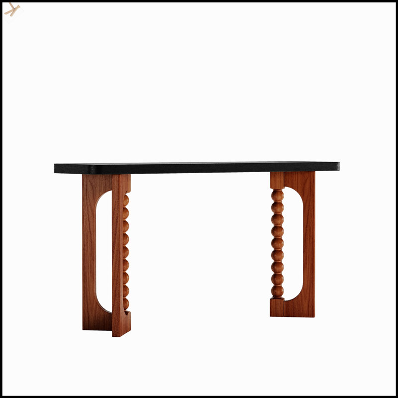 Console 59 po rustique de style champêtre avec des pieds sphériques uniques, parfaite pour les couloirs étroits et les salons