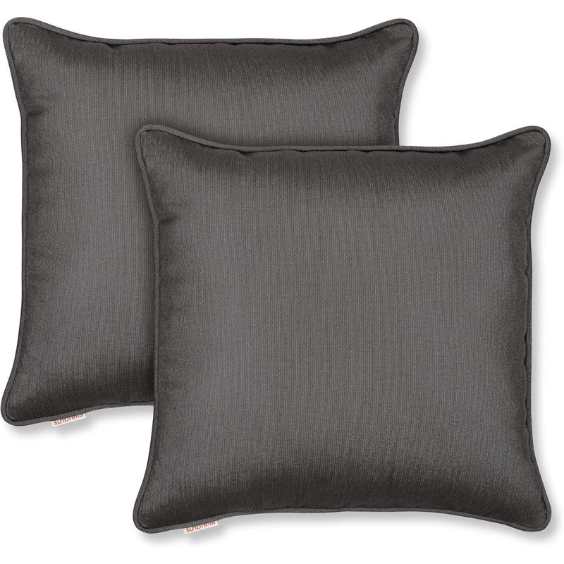 Housse de coussin Sunbrella, Carré 17 po, Housse de coussin seulement - sans coussin, Noir