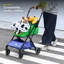 Poussette pliable et légère Zeze pour petits chiens et chats - Pliage à une main, cadre en aluminium, porte-gobelet et coussin lavable à motif vache, motif vache.