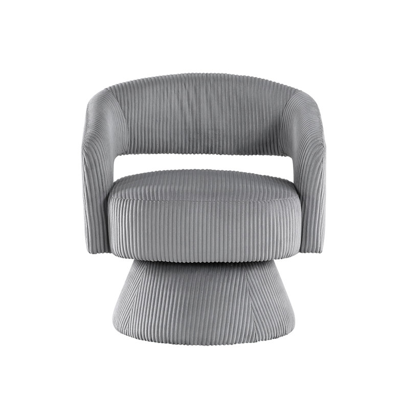Mobilier de chaise pivotant en velours côtelé gris foncé, base en bois massif, fauteuil rotatif décoratif à 360 degrés pour la chambre à coucher, revêtement, structure
