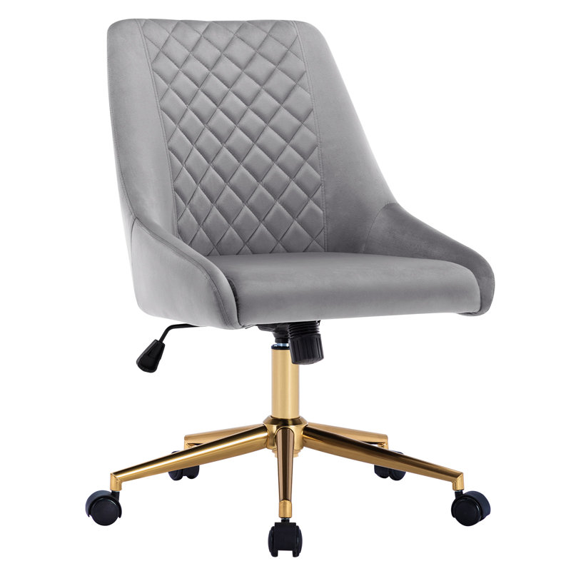 Blue Elephant Velvet Task Chair, Grey, Gold