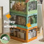 Boîte de rangement pliable, 5 ouvertures latérales empilables avec couvercle, roues, loquets de sécurité, poignées-12971079-12971098