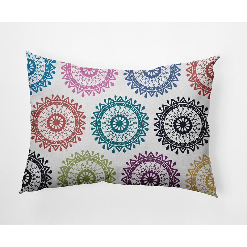 Groovy Geometric Outdoor Reversible Throw Pillow, Blue