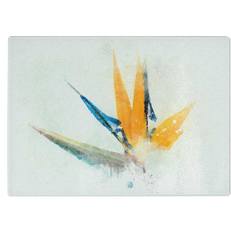Tempered Glass Bird of Paradise Flower Chopping Board, 39 cm W x 28.5 cm L