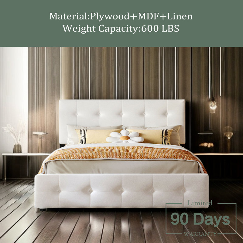 Lit plateforme avec rangement Bodwar, Blanc