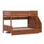 Lit superposé double au-dessus de très grand lit double avec lit gigogne, structure de lit superposé en bois massif avec lumière DEL, escalier de rangement-541257646