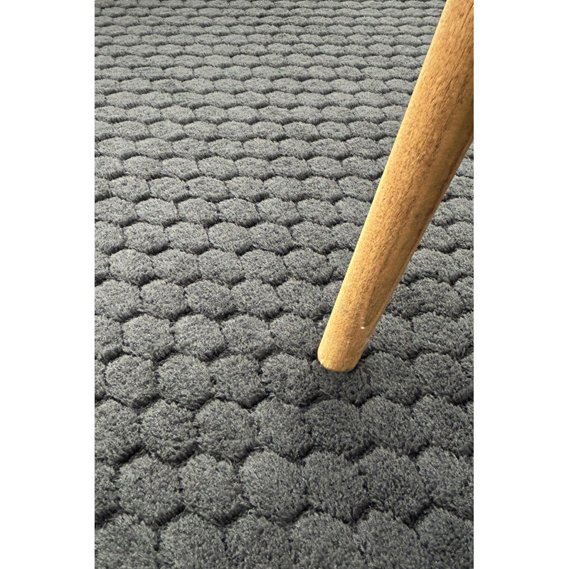 Cheza Black Geometric Machine Made Cotton Polyester Non-Slip Area Rug, Tapis de couloir 5 pi 3 po x 14 pi 9 po