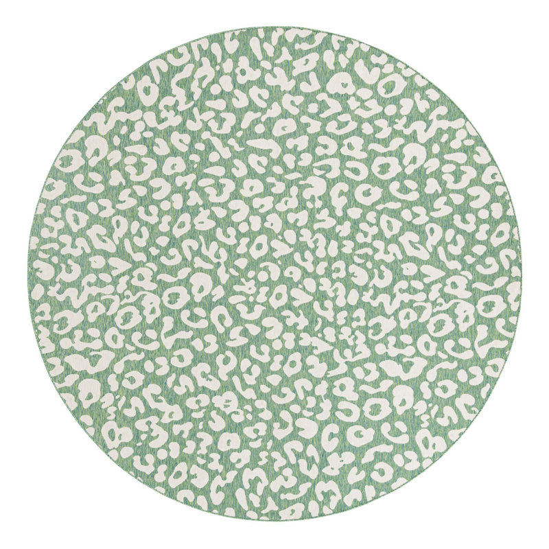 Tonquin Animal Print Machine Woven Polypropylene Indoor / Outdoor Area Rug in Blue/Gray, Round 7'10"